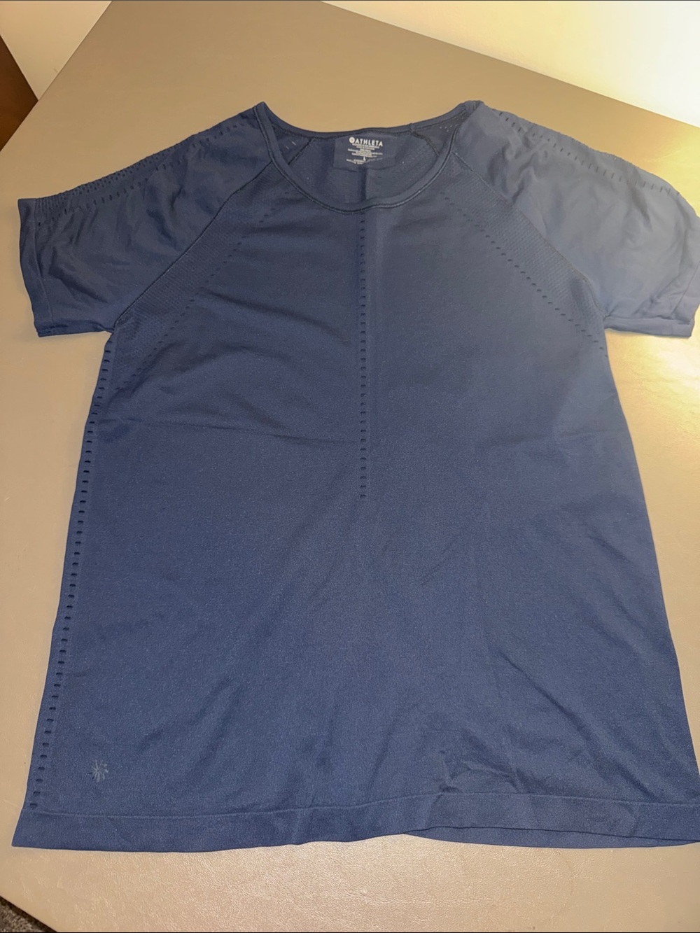 Athleta Navy Short Sleeve Performance Tee- L